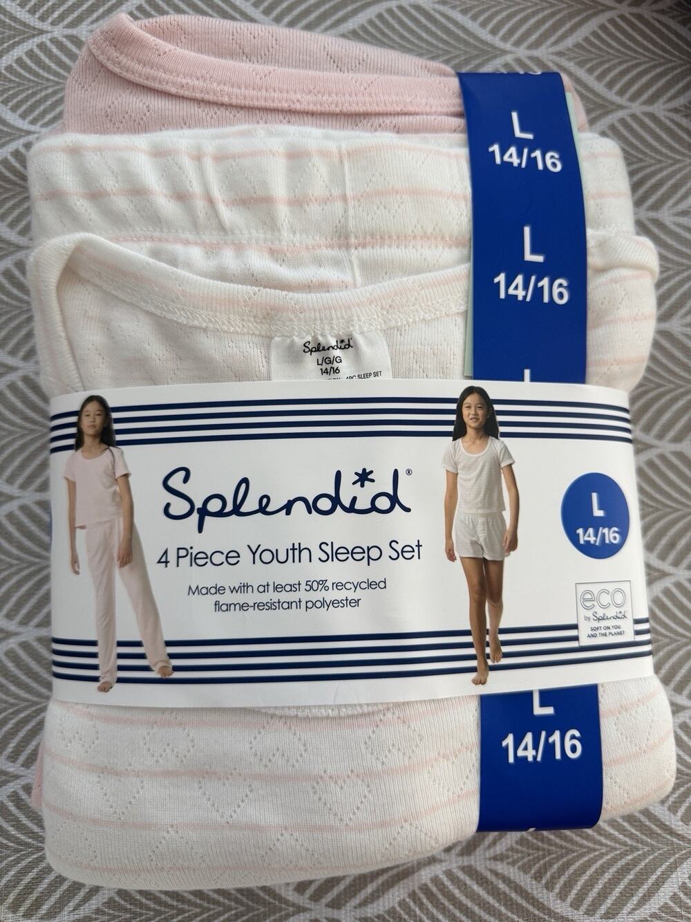 Brand New Splendid 4 Pc Youth Sleep Set, Pink, Size L (14-16)